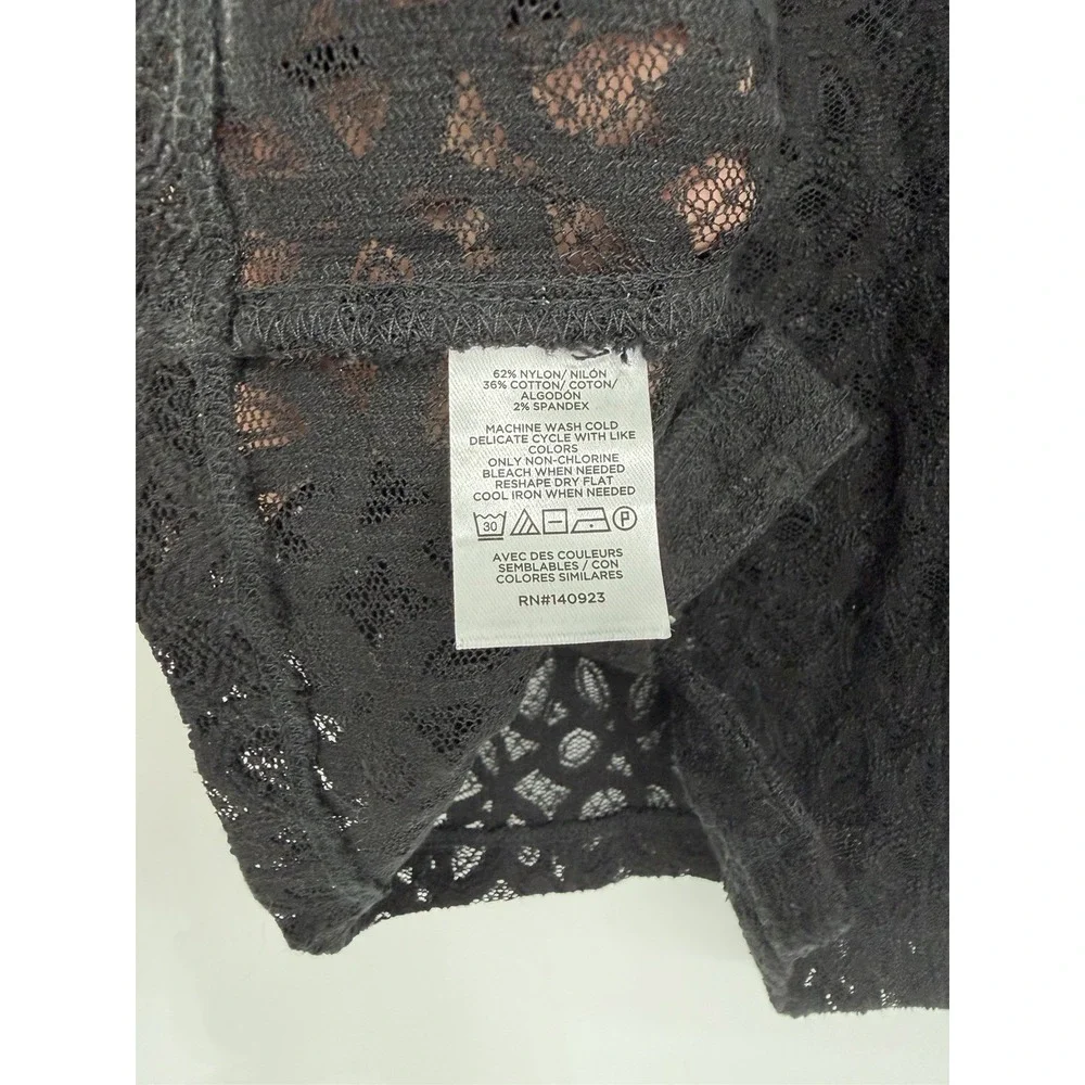 LOFT Women's Black Lace Button Down Top With Lapel and puff Sleeve Size Small